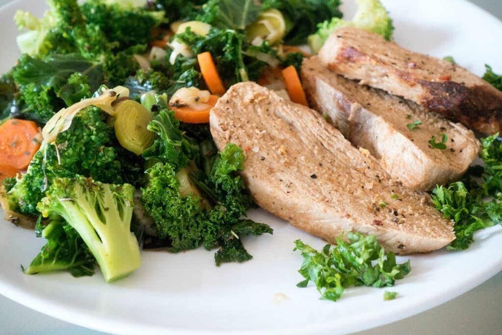 baked chicken and vegetables