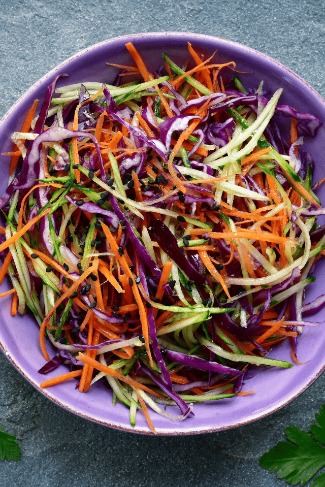 Broccoli and red cabbage salad