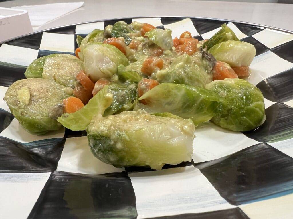 Brussels sprouts with avocado sauce