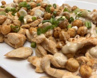 Mediterranean Chicken Chickpea Recipe | With Tahini Sauce Topping