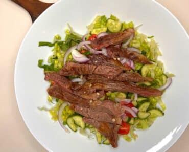10g Carb Keto Steak Salad Recipe | Sesame Mayonnaise Topping