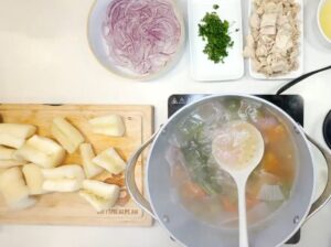 Ecuadorian Encebollado-Set aside the larger yuca pieces