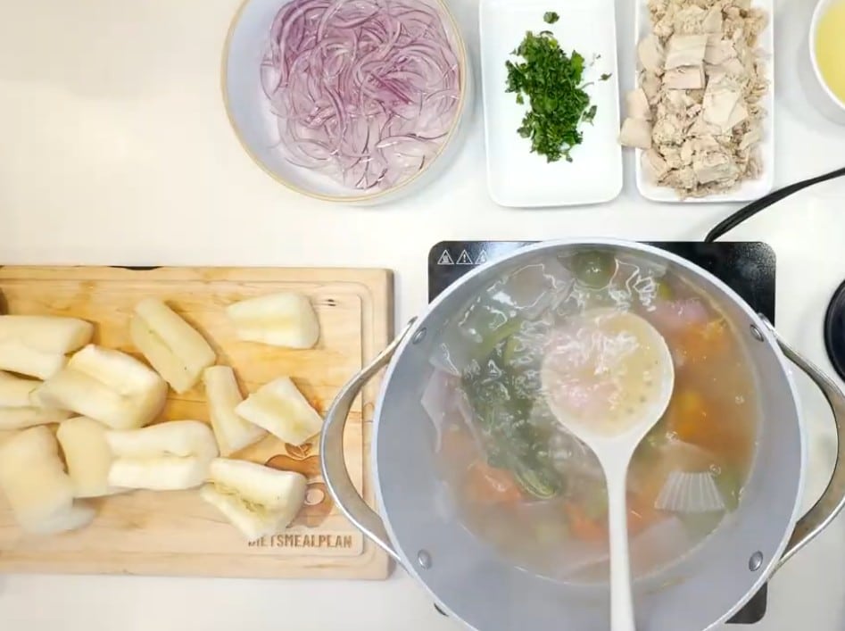 Ecuadorian Encebollado-Set aside the larger yuca pieces