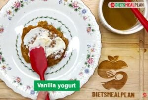 Low Fat Tiramisu (Refined Sugar Free) - vanilla yogurt on top of pancake
