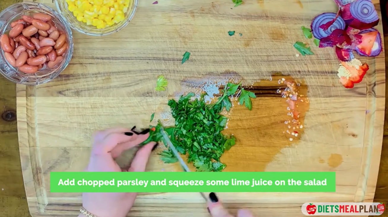 Vegan Mexican Burrito Recipe - Chop the parsley and cut a lime in half