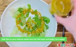 Vegan Mexican Burrito Recipe - Pour the dressing over the sliced lettuce and toss gently