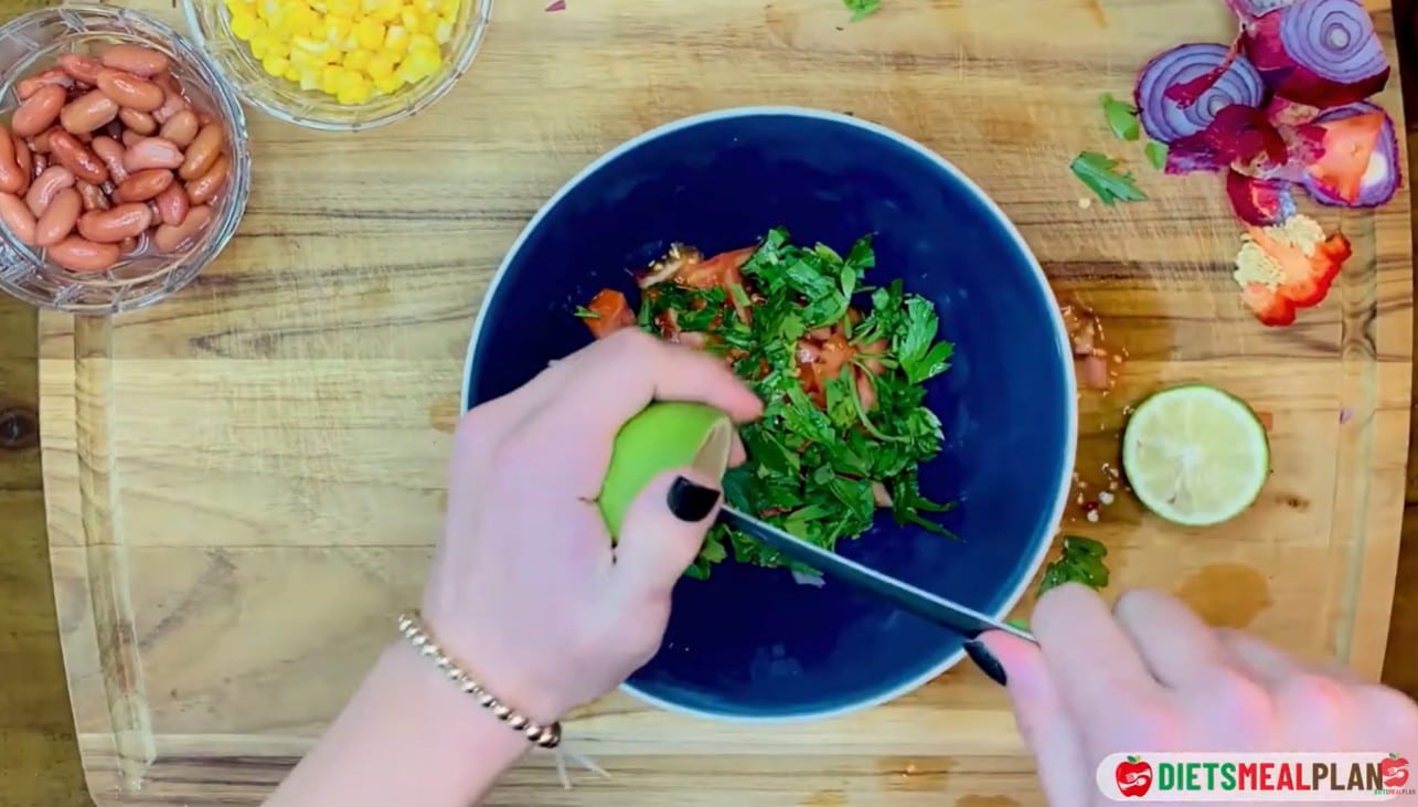 Vegan Mexican Burrito Recipe - Squeeze the juice of half a lime over the mixture